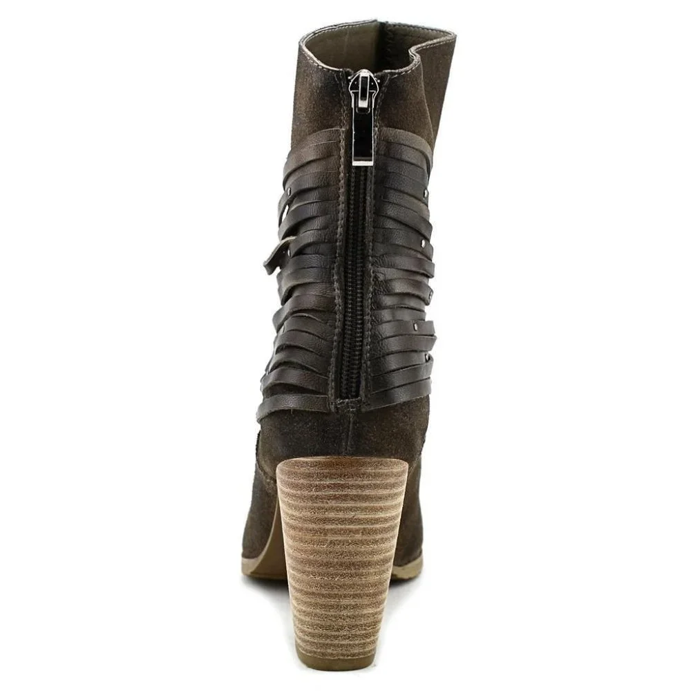 Antelope New BOOTS Suede Leather Stud Fringe Back Zip Ankle NWT Womens 9.5-10 - Picture 3 of 17